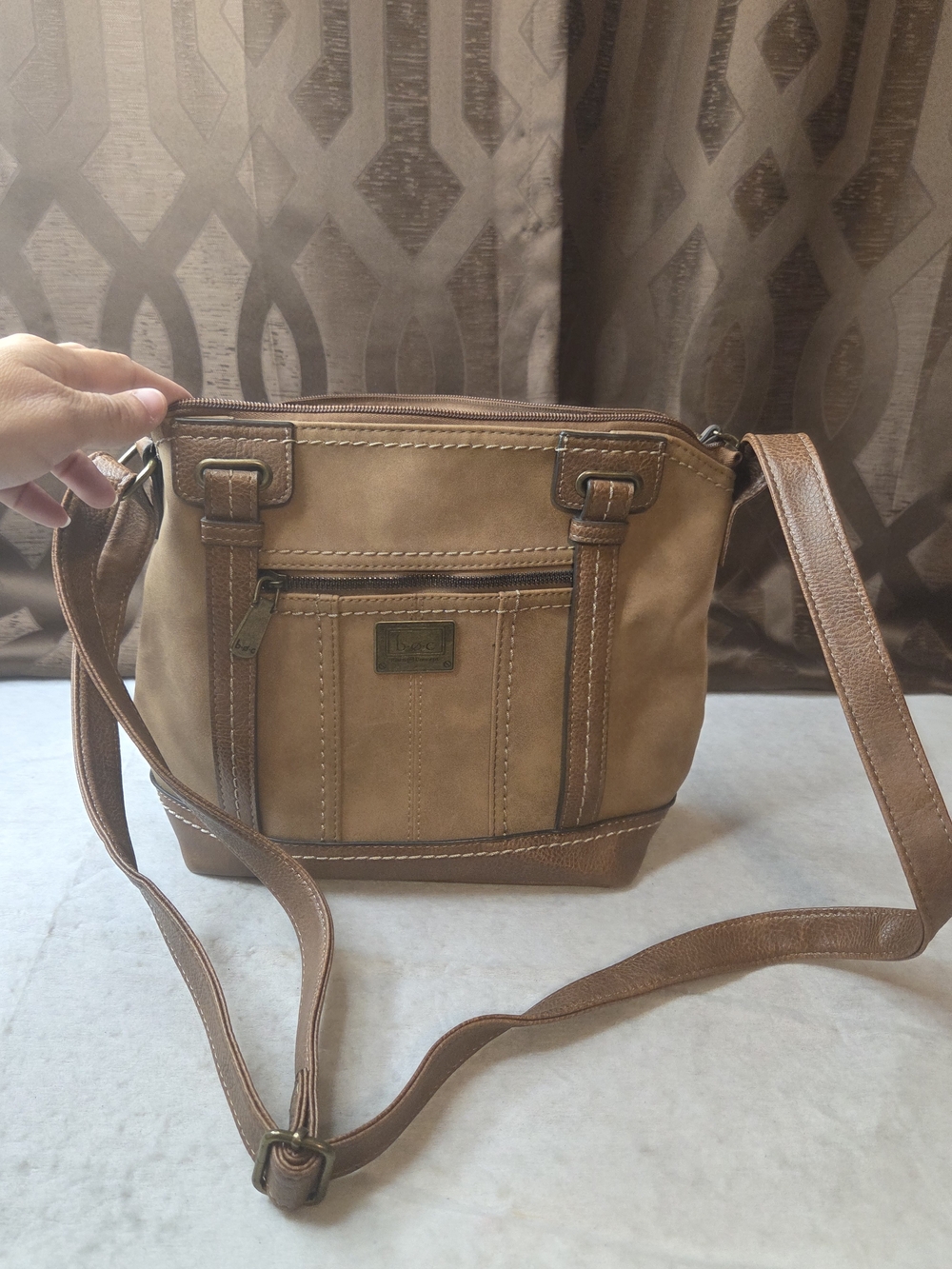 boc Tan and Brown Crossbody Bag